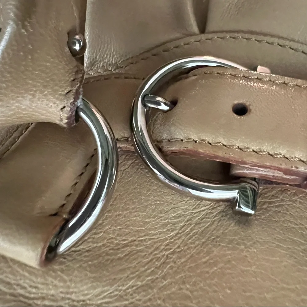 Salvatore Ferragamo Tan Leather Satchel with Silver Hardware